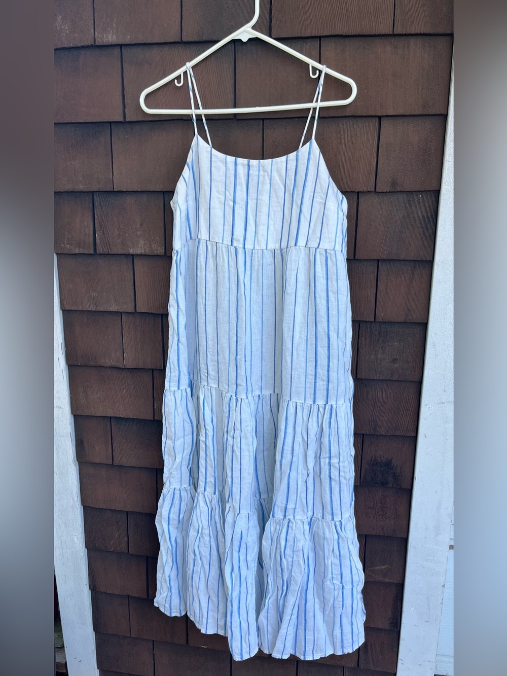 Madewell spaghetti strap cotton linen midi summer sundress